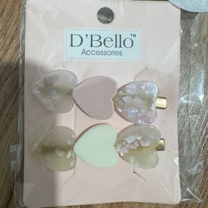 Heart Hair Clips Set - Pink and Cream